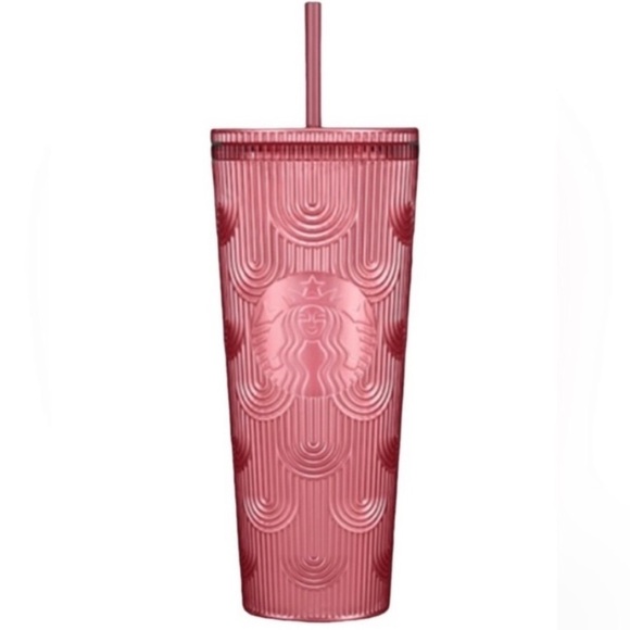 Starbucks Other - Starbucks Dusty Rose Pink Shimmer Shell Mermaid Scales Cold Cup Tumbler 24 oz
